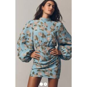 Rhode Luke Mini Dress in Blue Hydrangea Botanical Floral Print Size 4
